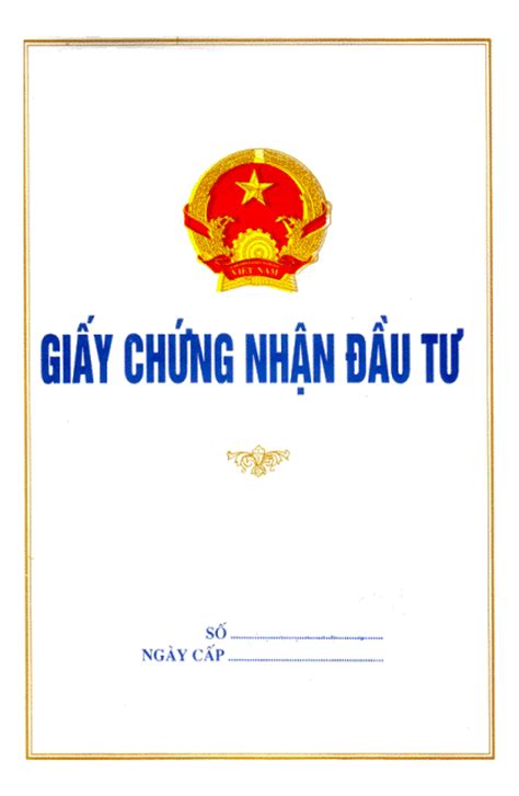 Hình ảnh minh họa giấy chứng nhận đầu tư 