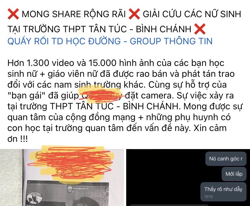 Những thông tin lan truyền trên mạng xã hội về nghi vấn quay lén nữ sinh trong trường học