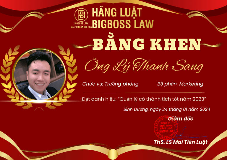 Bằng Khen Lý Thanh Sang