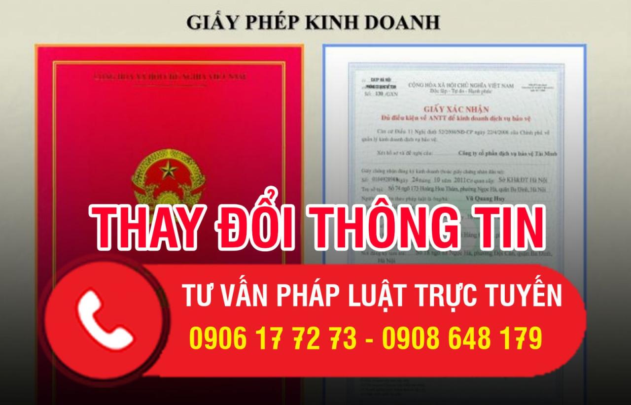 Liên hệ chúng tôi nếu bạn đang cần thay đổi thông tin trên giấy đăng ký kinh doanh