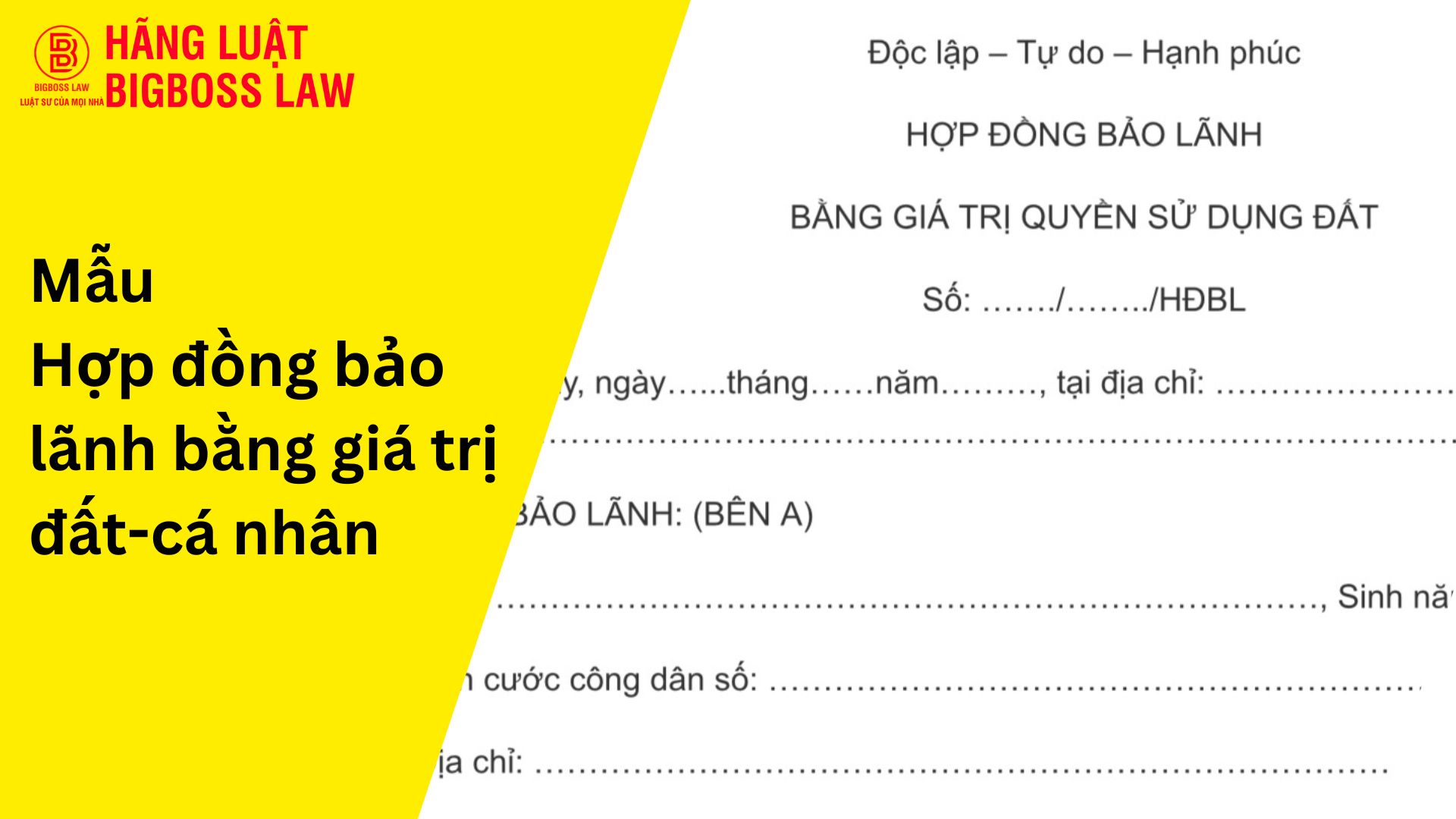 Hợp đồng bảo lãnh bằng giá trị đất-cá nhân