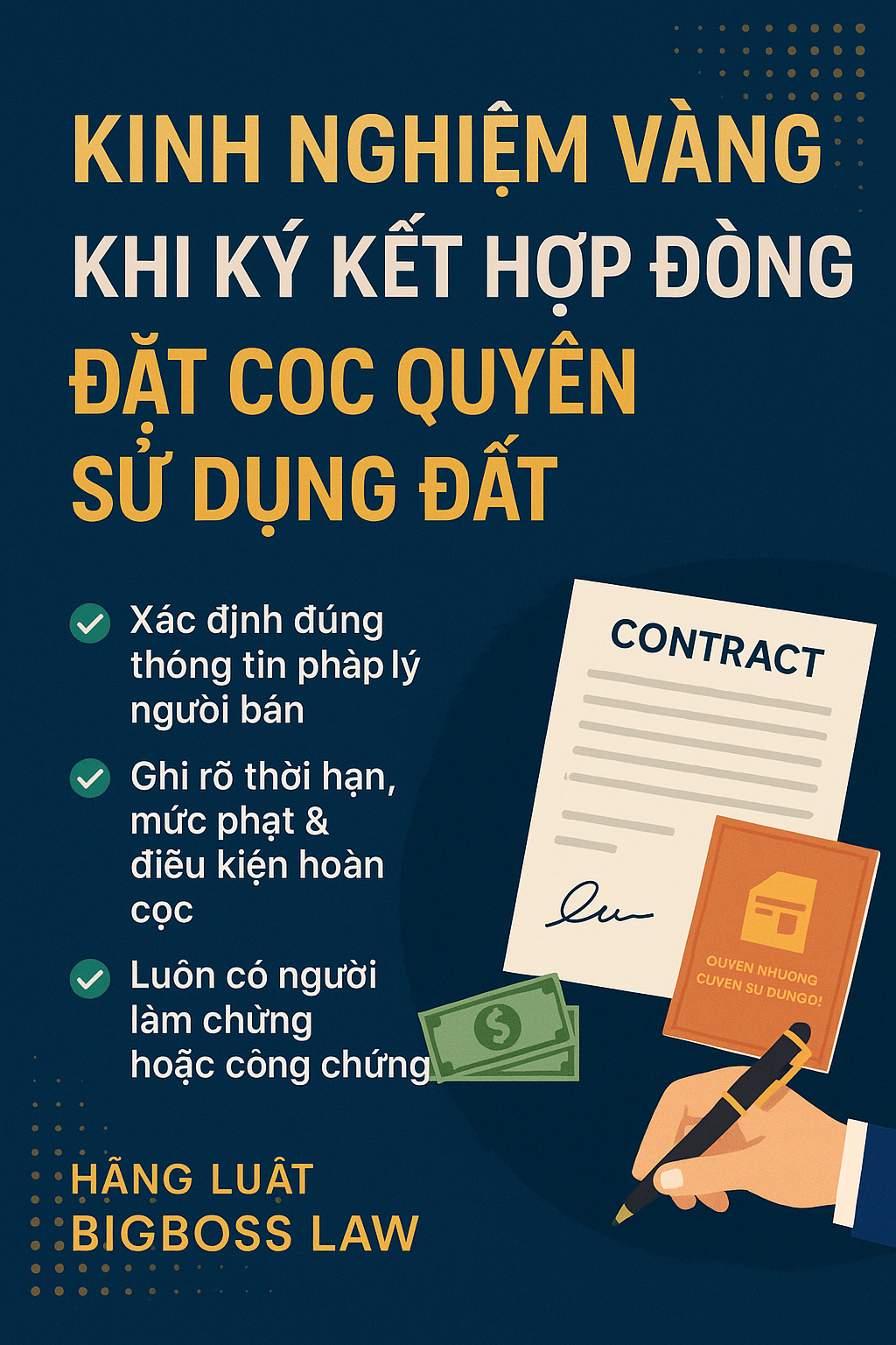 KINH NGHIỆM KÝ KẾT HỢP ĐỒNG ĐẶT CỌC ĐỂ CHUYỂN NHƯỢNG QUYỀN SỬ DỤNG ĐẤT