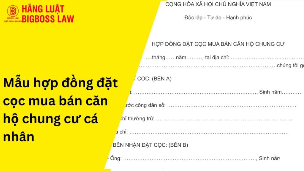 Hợp đồng đặt cọc mua căn hộ chung cư cá nhân 1 Hợp đồng đặt cọc mua bán căn hộ chung cư cá nhân