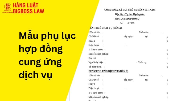 Mẫu phụ lục hợp đồng cung ứng dịch vụ