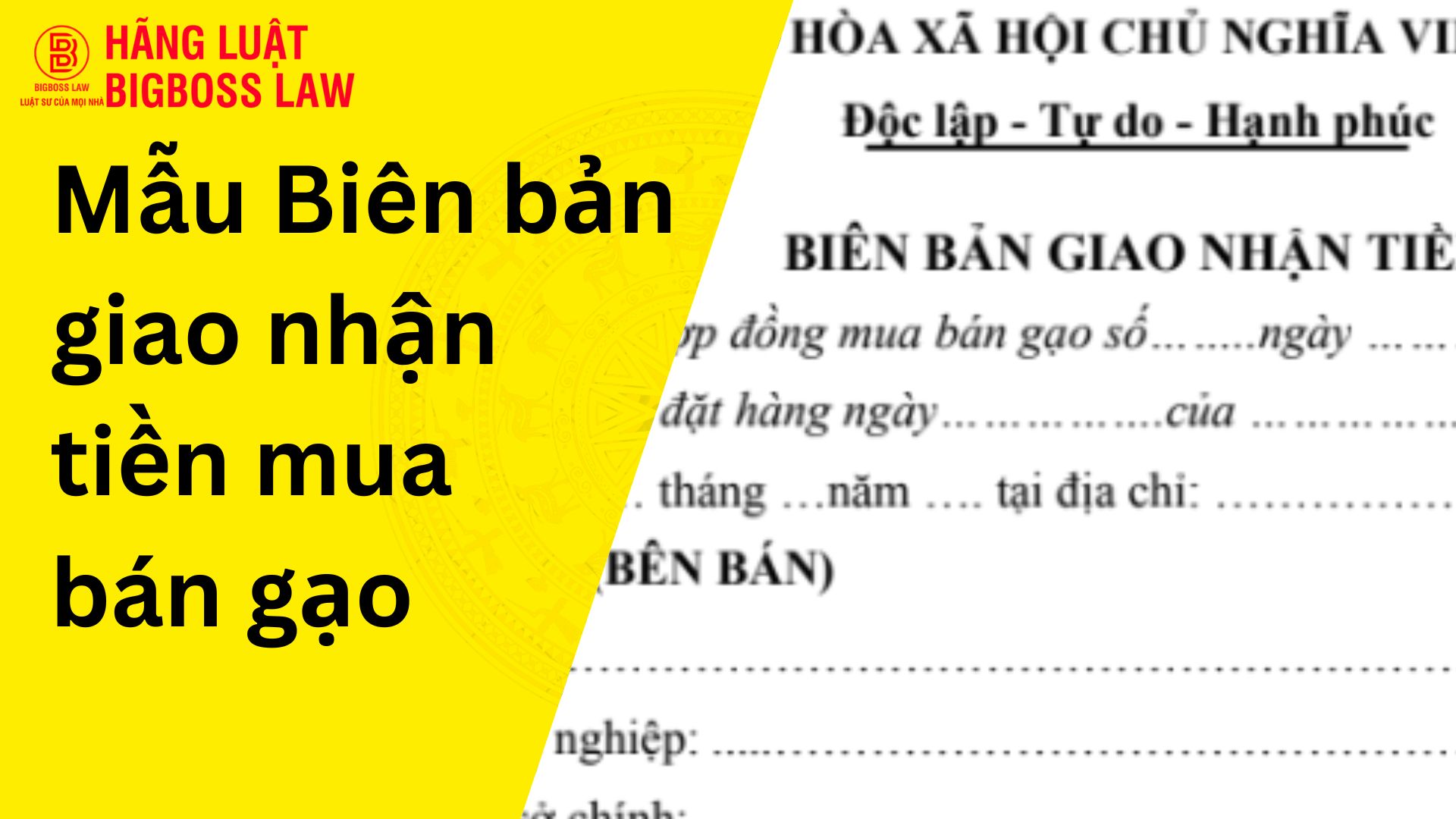 Biên bản giao nhận tiền mua bán gạo
