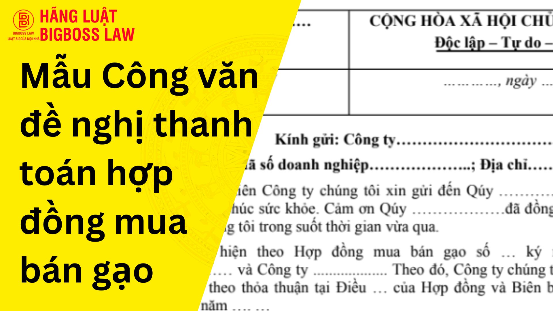 Công văn đề nghị thanh toán hợp đồng mua bán gạo