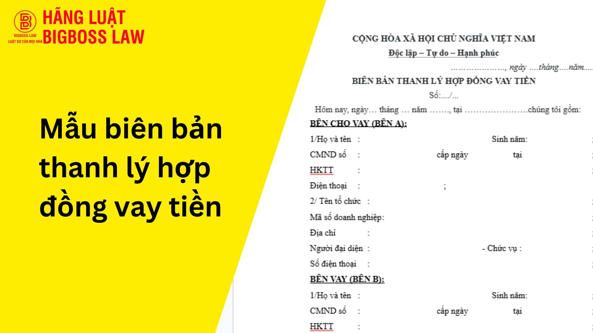 Mẫu biên bản thanh lý hợp đồng vay tiền