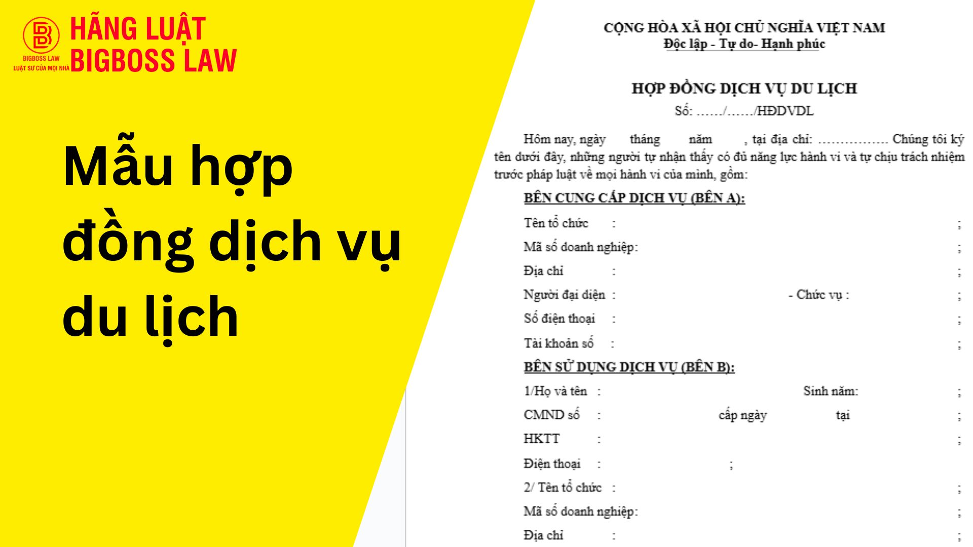 Mẫu hợp đồng dịch vụ du lịch
