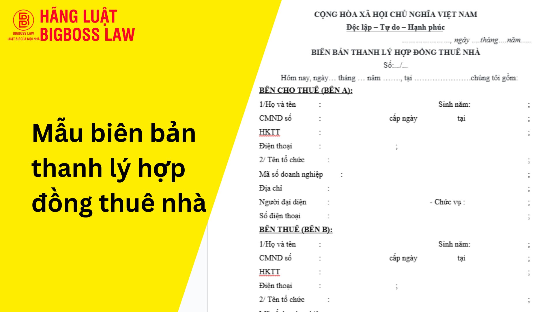 Mẫu biên bản thanh lý hợp đồng thuê nhà