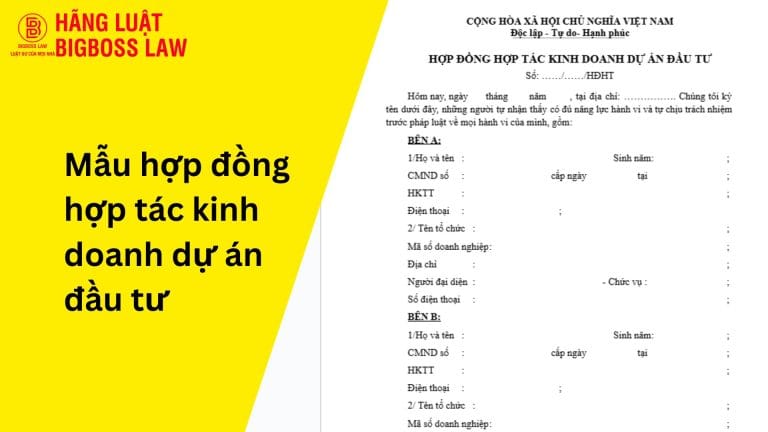 Mẫu hợp đồng hợp tác kinh doanh dự án đầu tư