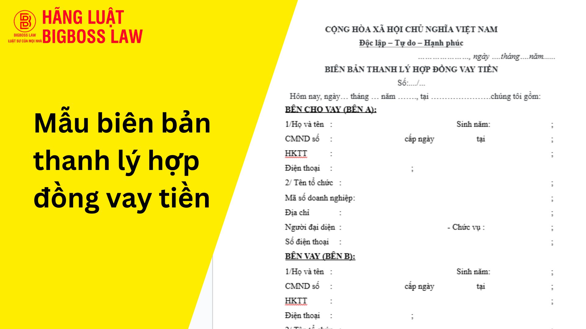 Mẫu biên bản thanh lý hợp đồng vay tiền