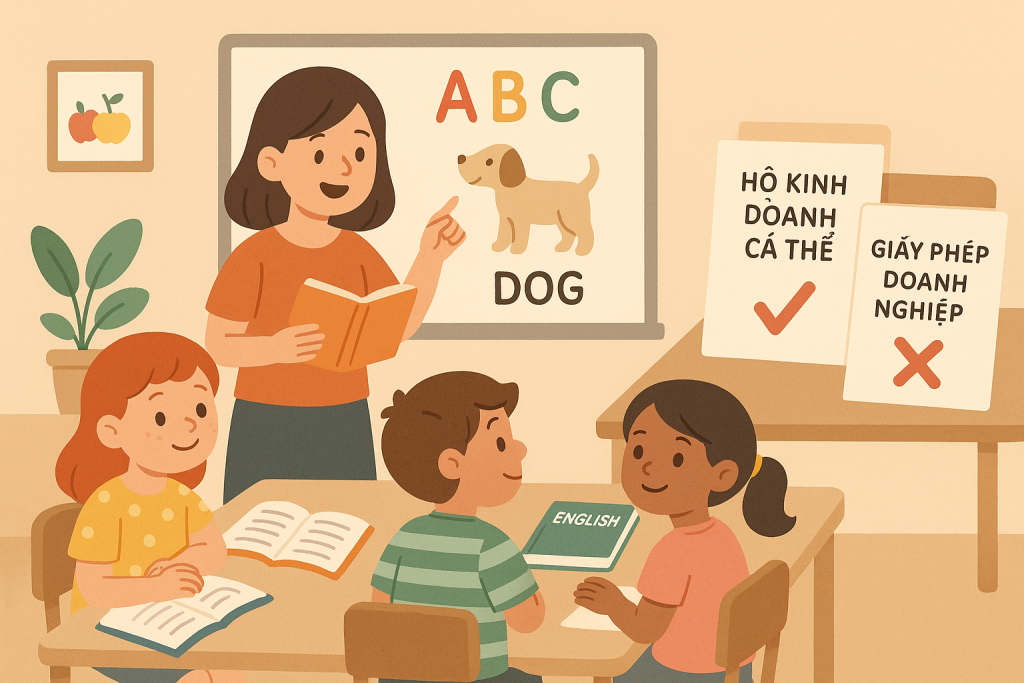 TIÊU ĐỀ: Dạy thêm Tiếng Anh cho học sinh tiểu học chỉ cần đăng ký hộ kinh doanh không đăng ký doanh nghiệp được không ?