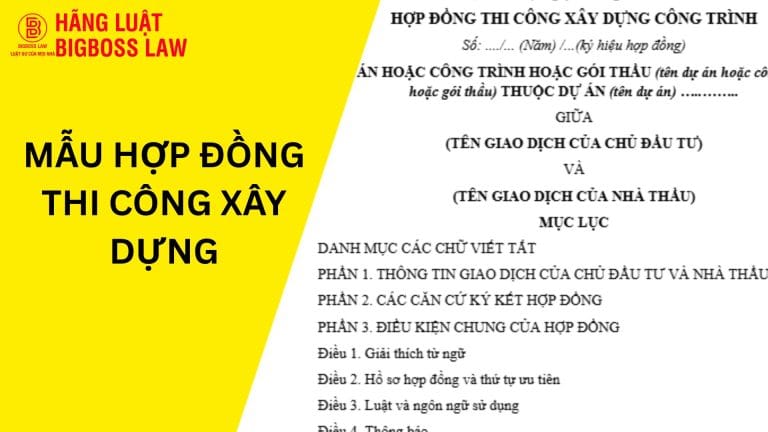 Mẫu Hợp đồng thi công xây dựng