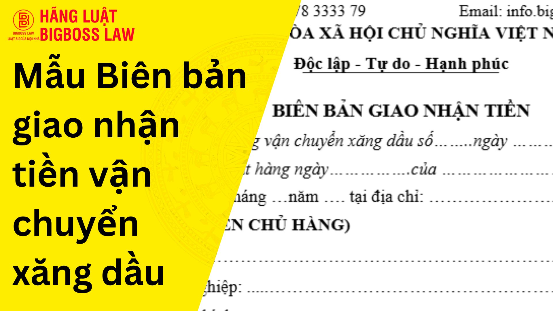 Biên bản giao nhận tiền vận chuyển xăng dầu