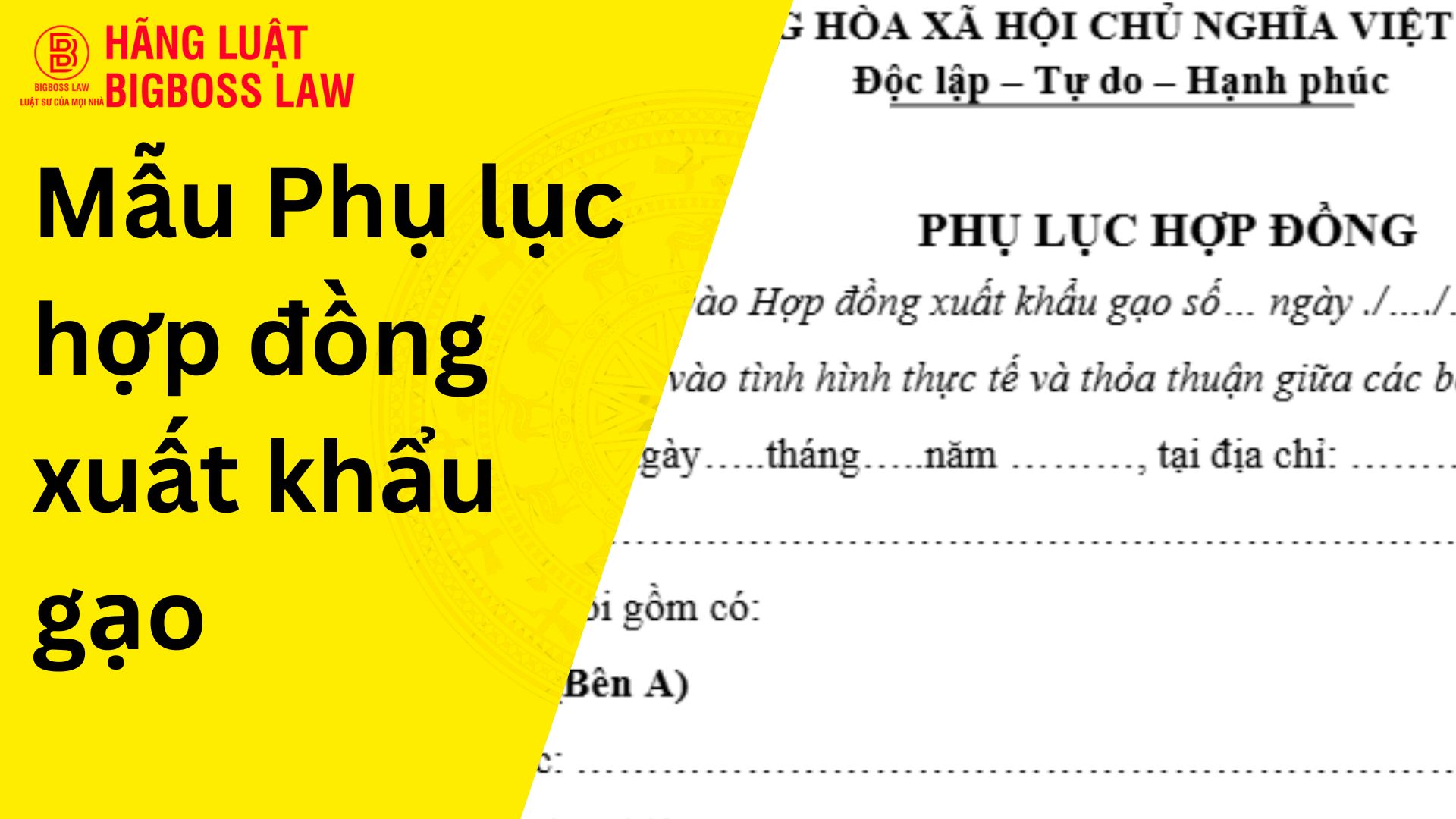 Phụ lục hợp đồng xuất khẩu gạo