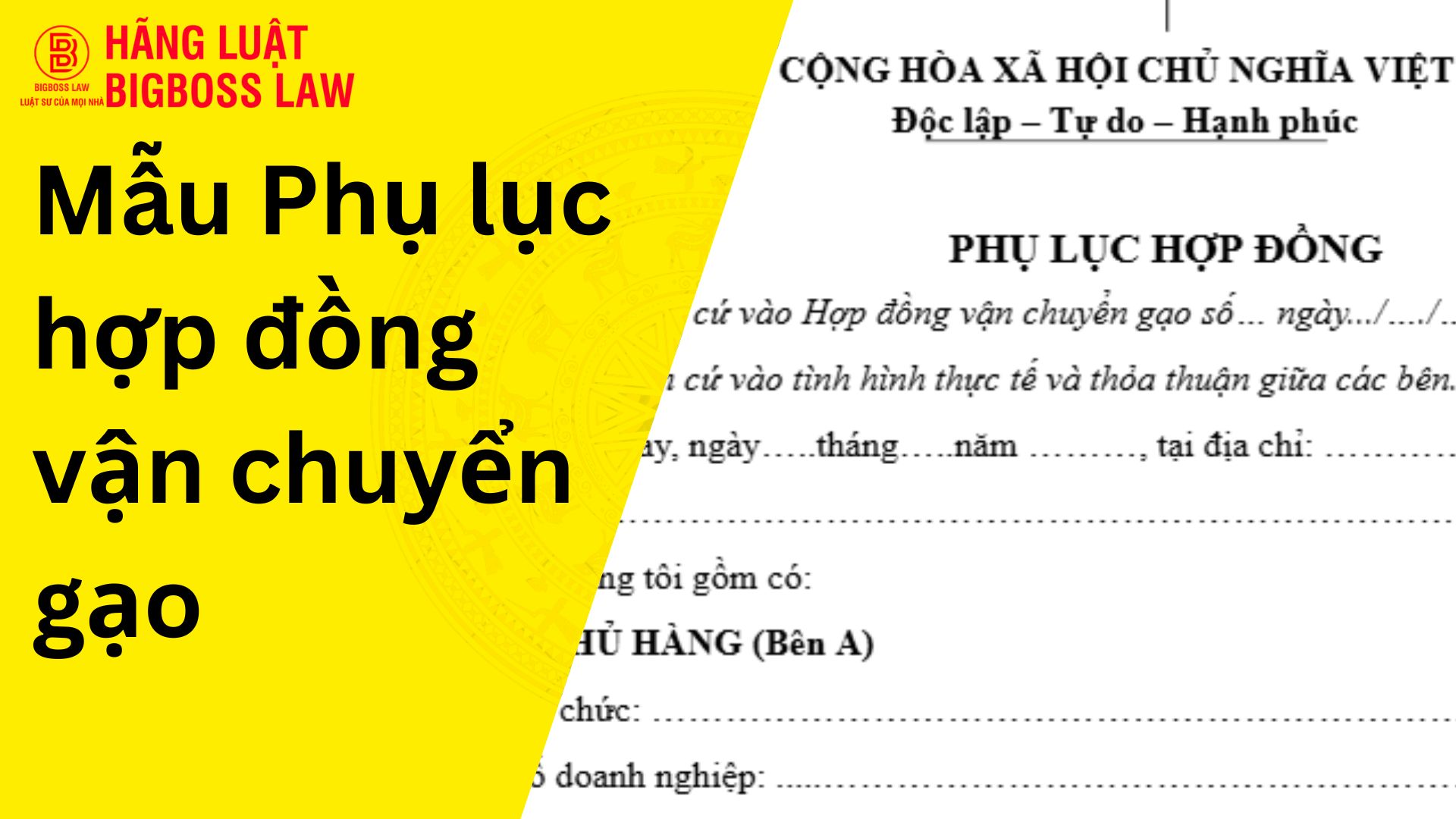 Phụ lục hợp đồng vận chuyển gạo