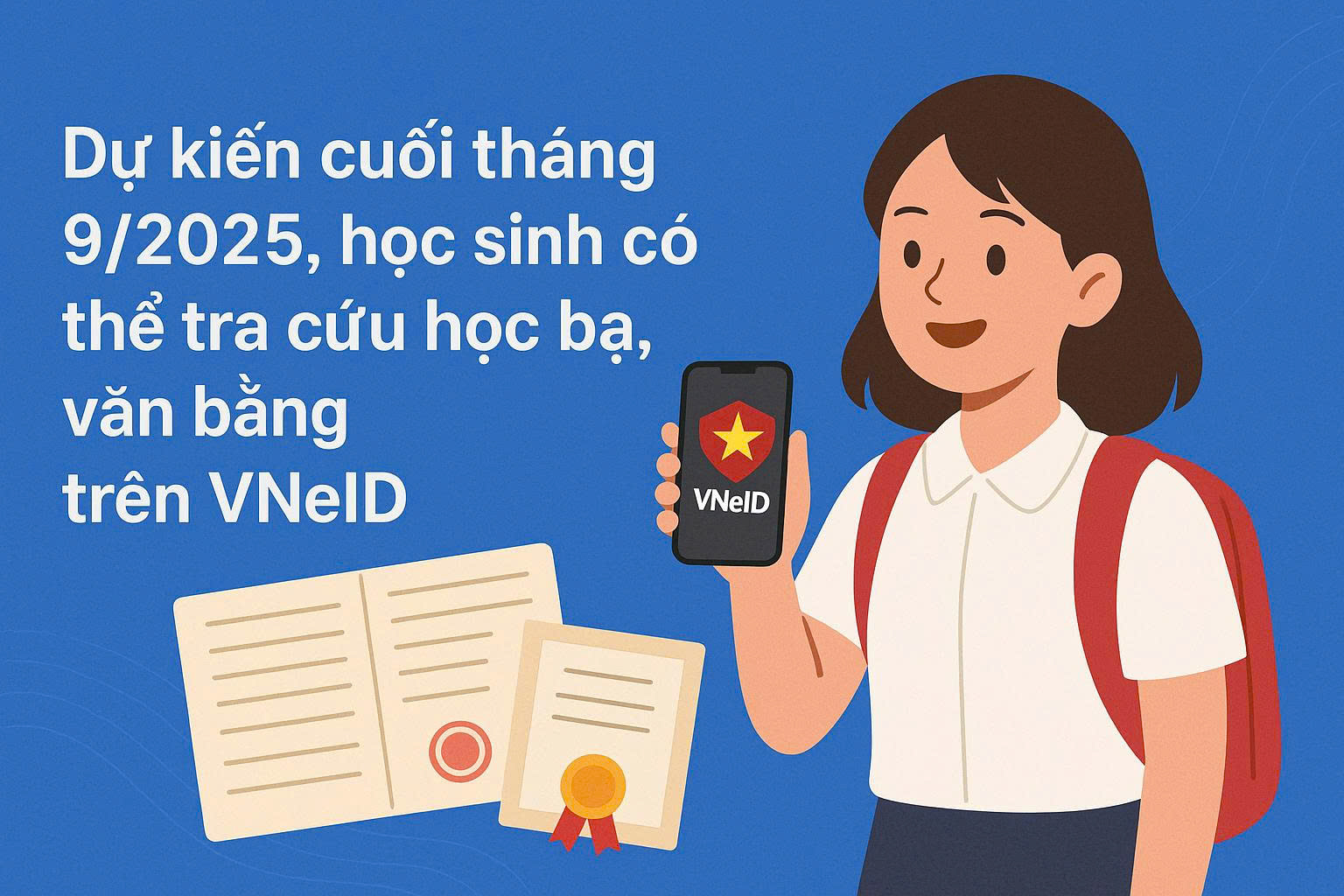 Dự kiến cuối tháng 9/2025, học sinh có thể tra cứu học bạ, văn bằng trên VNeID