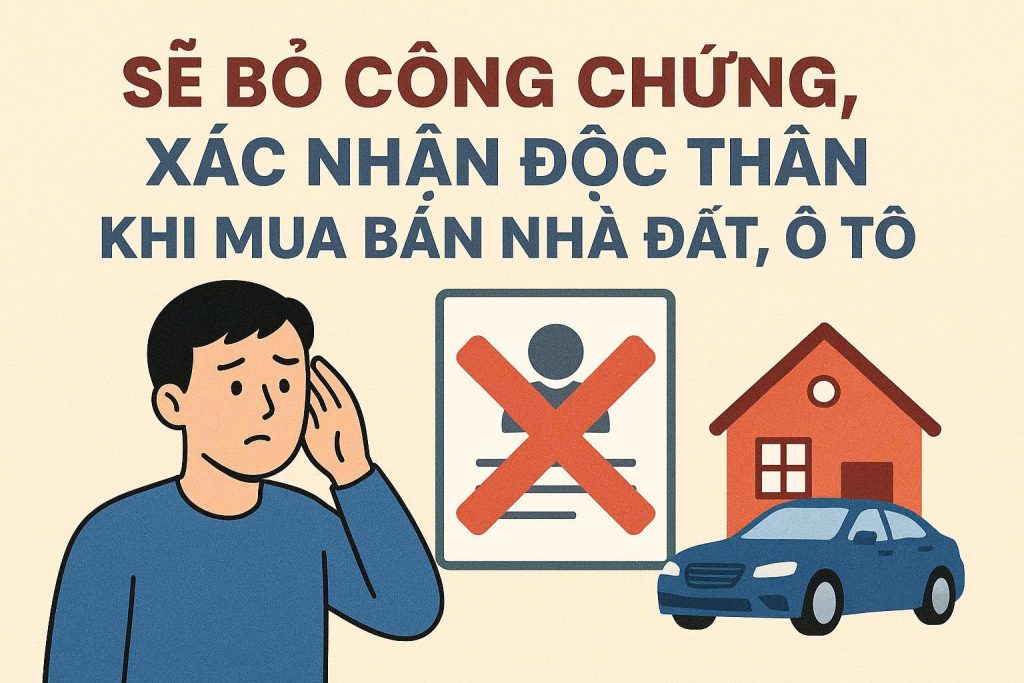 Đề xuất bỏ công chứng, giấy xác nhận độc thân khi mua bán nhà đất, ô tô