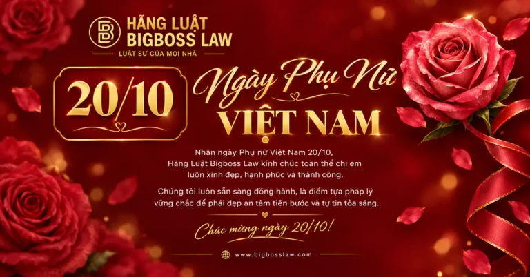 Banner chúc mừng ngày phụ nữ Việt Nam 20/10 từ Hãng Luật Bigboss Law.